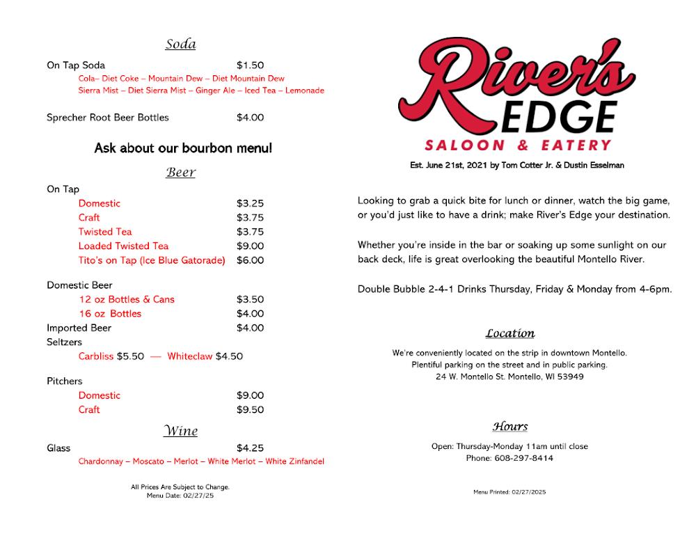 Rivers Edge Saloon & Eatery On Tap Soda